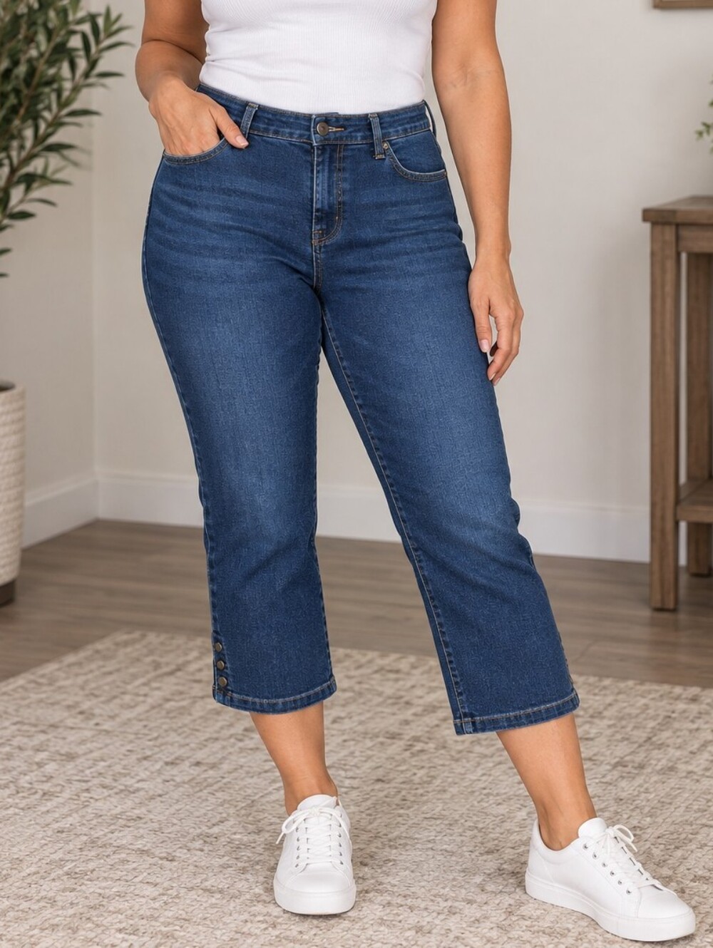 Gloria Vanderbilt Amanda Capri Jeans Size 12 Slimming Stretch Dark Wash Denim #7